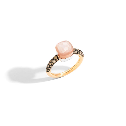 Nudo ring in light brown moonstone and brown diamonds