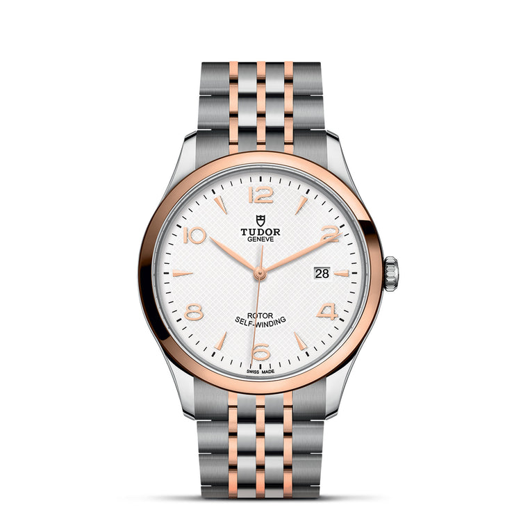 TUDOR 1926 41mm steel watch with rose gold bezel, white dial and steel and rose gold bracelet