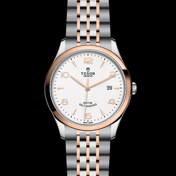 TUDOR 1926 41mm steel watch with rose gold bezel, white dial and steel and rose gold bracelet