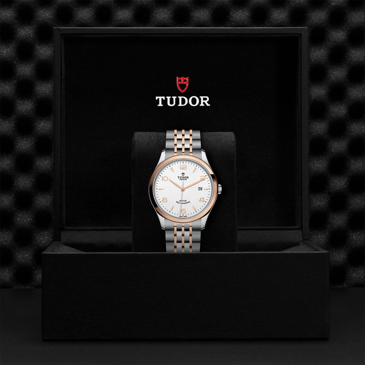 TUDOR 1926 41mm steel watch with rose gold bezel, white dial and steel and rose gold bracelet