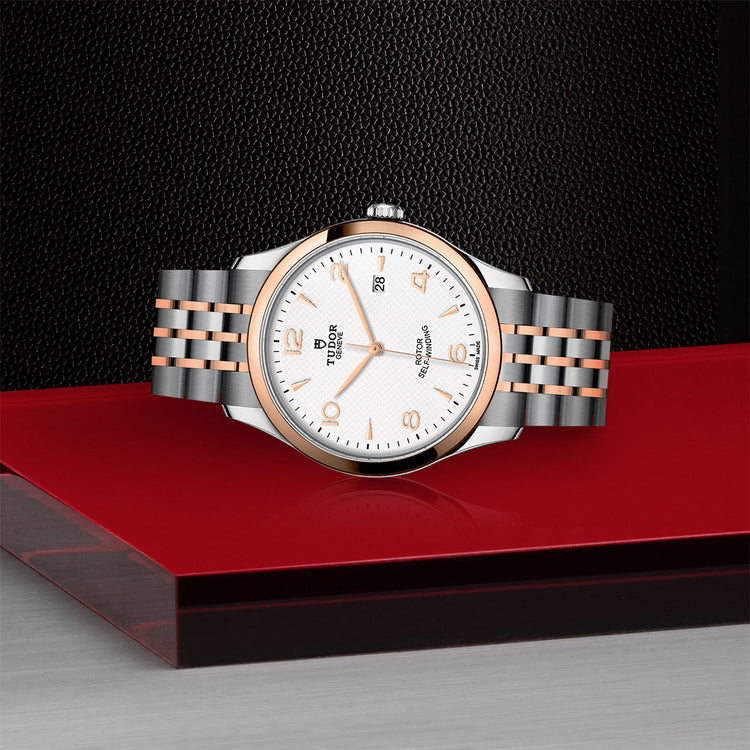 TUDOR 1926 41mm steel watch with rose gold bezel, white dial and steel and rose gold bracelet
