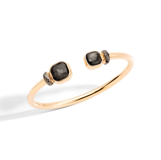 Nudo bracelet in Obsidian with diamonds