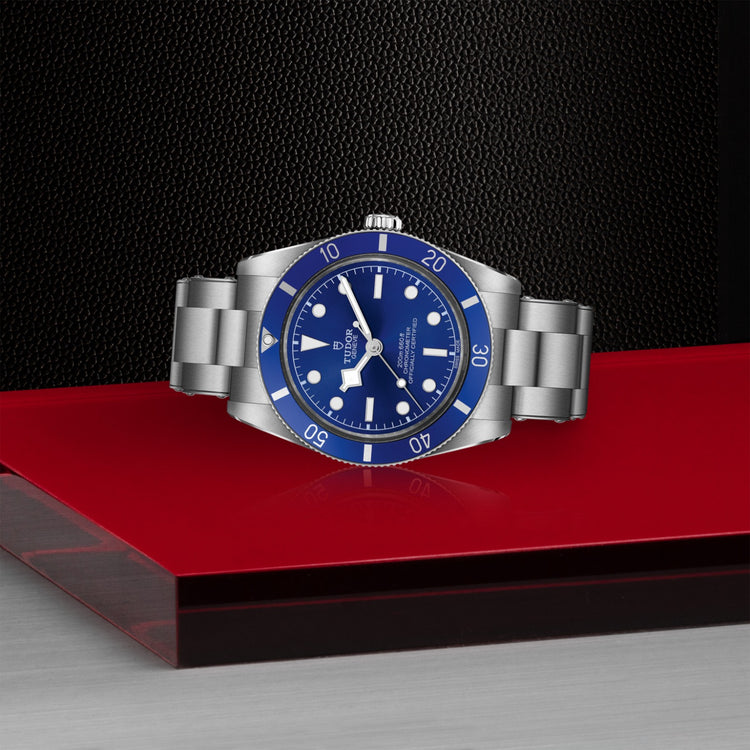 TUDOR Black Bay 54 37mm stainless steel watch with blue dial and steel bracelet