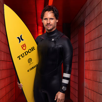 Nic von Rupp, Portuguese big wave surfer and Tudor ambassador riding massive waves at Nazaré