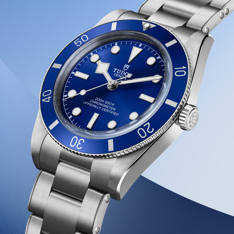 TUDOR Black Bay 54 37mm stainless steel watch with blue dial and steel bracelet