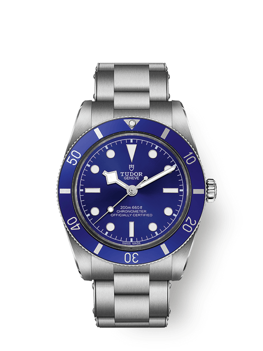 TUDOR Black Bay 54 37mm stainless steel watch with blue dial and steel bracelet