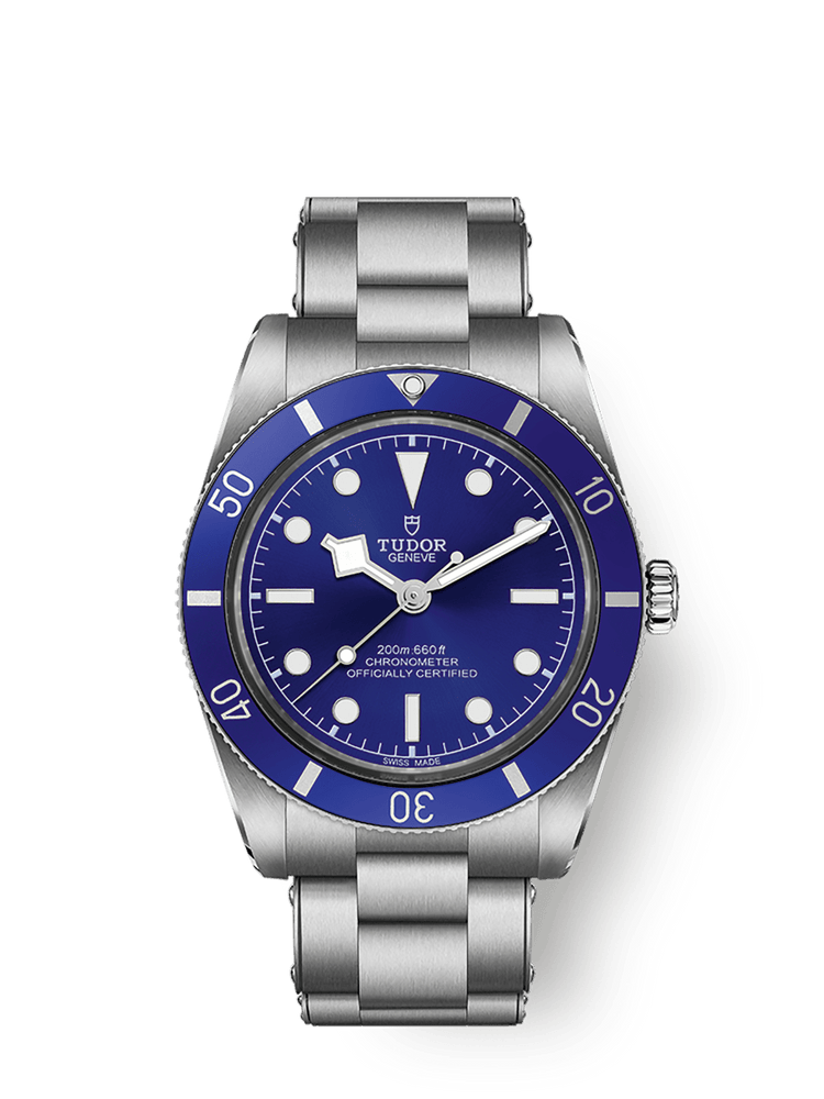 TUDOR Black Bay 54 37mm stainless steel watch with blue dial and steel bracelet