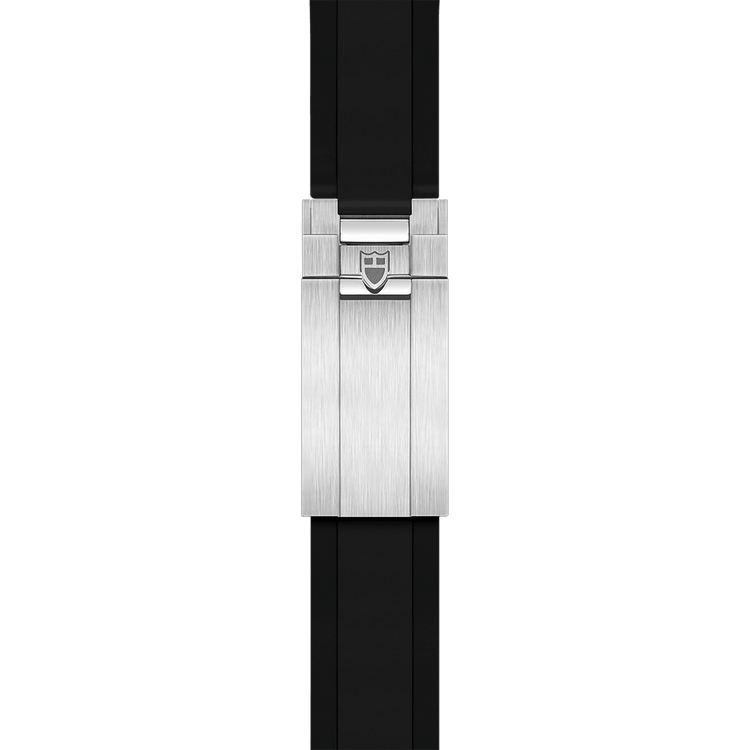 TUDOR Black Bay 54 37mm stainless steel watch with blue dial and black rubber strap