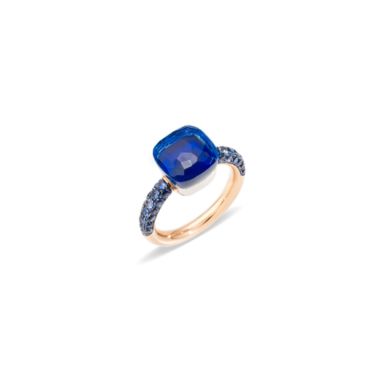 Nudo ring in blue topaz and lapis lazuli