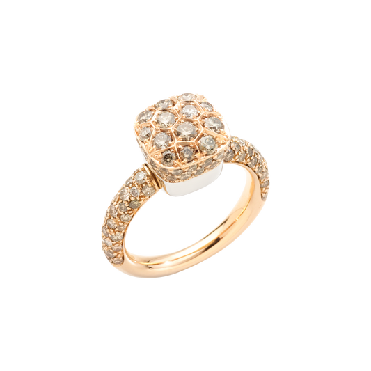 Ring Nudo Solitaire with 105 brown diamonds