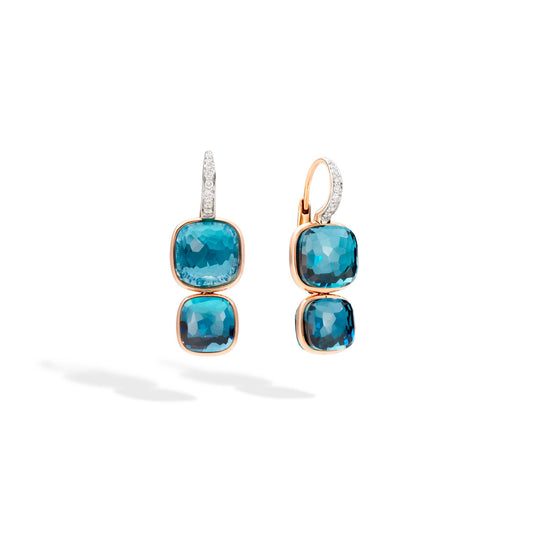 Nudo Earrings in Blue Topaz with diamonds