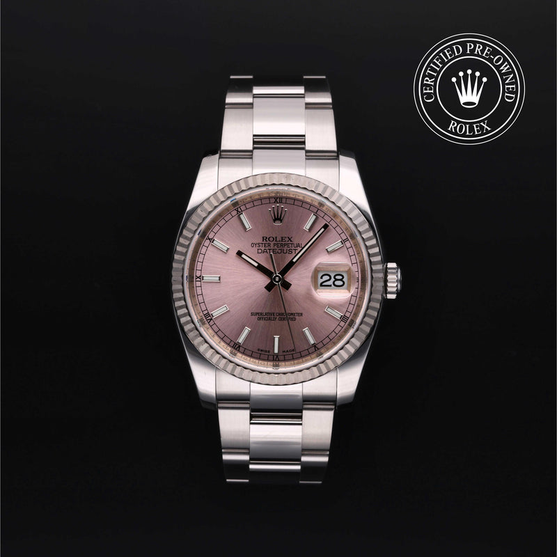Datejust 36 Certified Pre-owned with 36 mm in Rolesor 18 Carat White from 2015 - Date & Time
