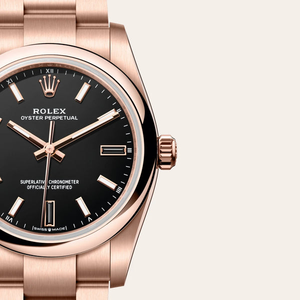 rolex oyster perpetual in 18 ct everose gold, m124205-0001 - Date & Time