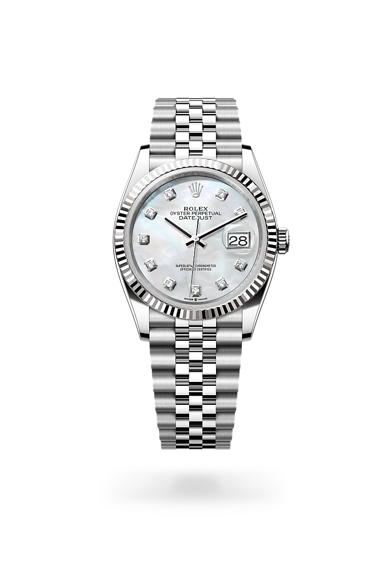 rolex datejust in white rolesor - combination of oystersteel and white gold, m126234-0019 - Date & Time