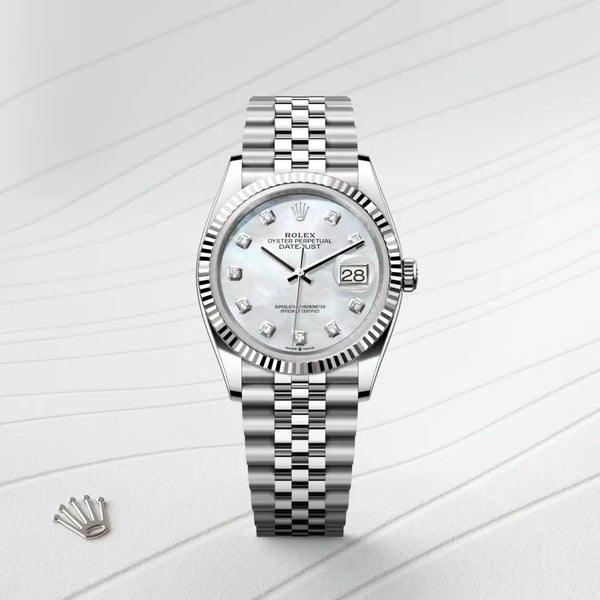 rolex datejust in white rolesor - combination of oystersteel and white gold, m126234-0019 - Date & Time