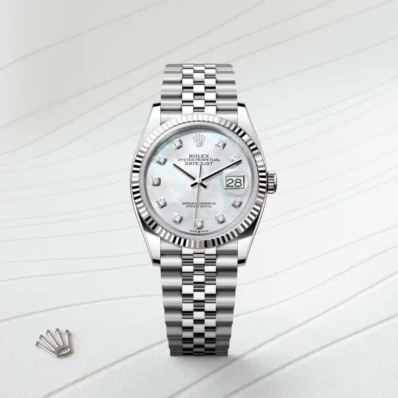rolex datejust in white rolesor - combination of oystersteel and white gold, m126234-0019 - Date & Time