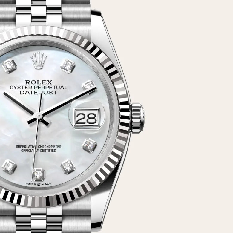 rolex datejust in white rolesor - combination of oystersteel and white gold, m126234-0019 - Date & Time