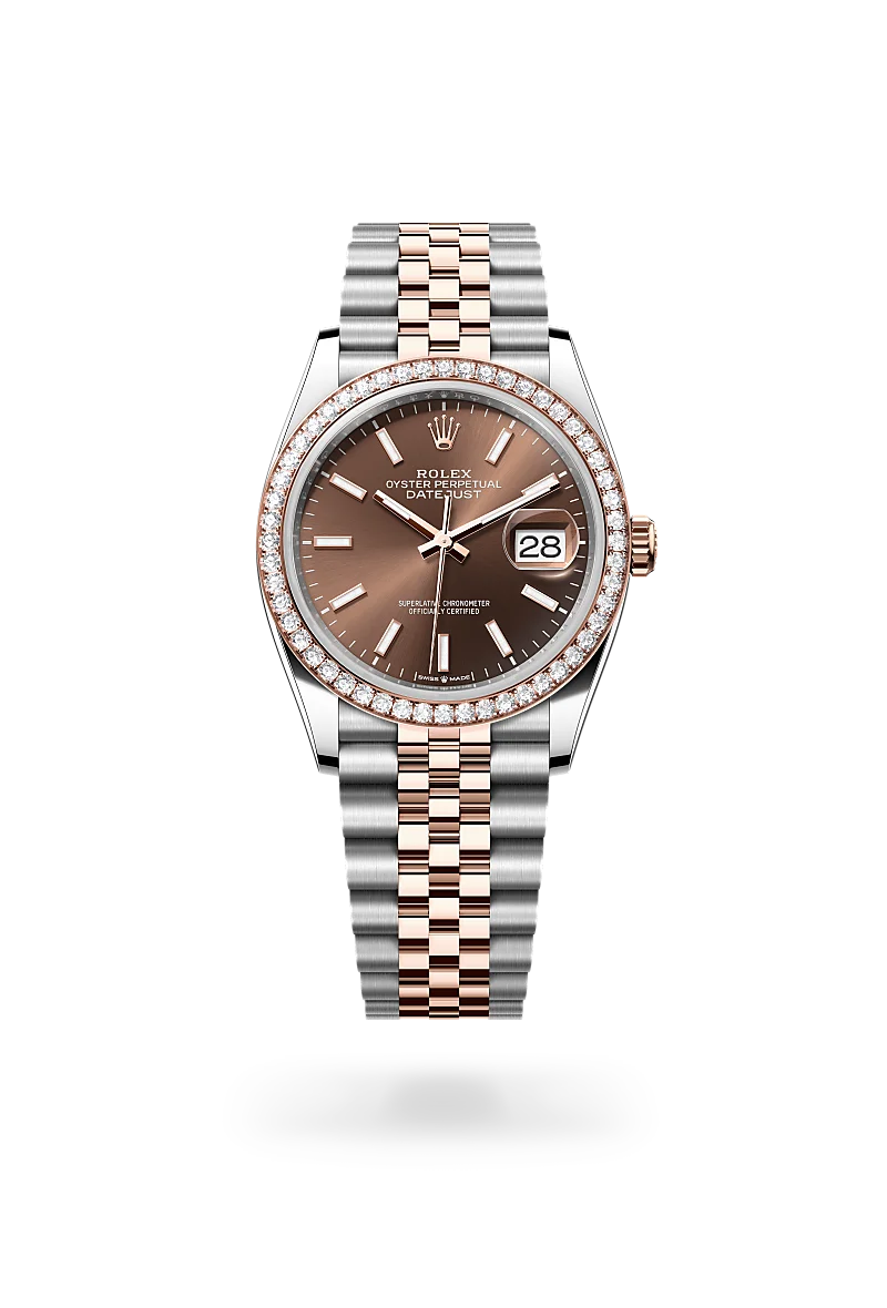 rolex datejust in everose rolesor - combination of oystersteel and everose gold, m126281rbr-0031 - Date & Time