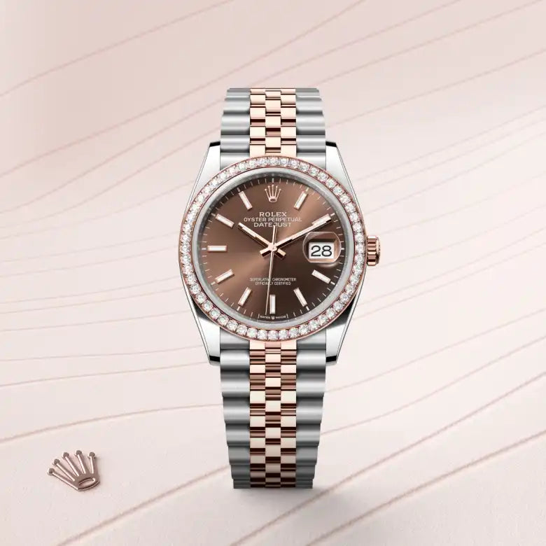 rolex datejust in everose rolesor - combination of oystersteel and everose gold, m126281rbr-0031 - Date & Time