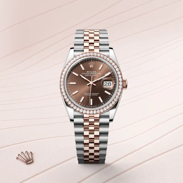rolex datejust in everose rolesor - combination of oystersteel and everose gold, m126281rbr-0031 - Date & Time