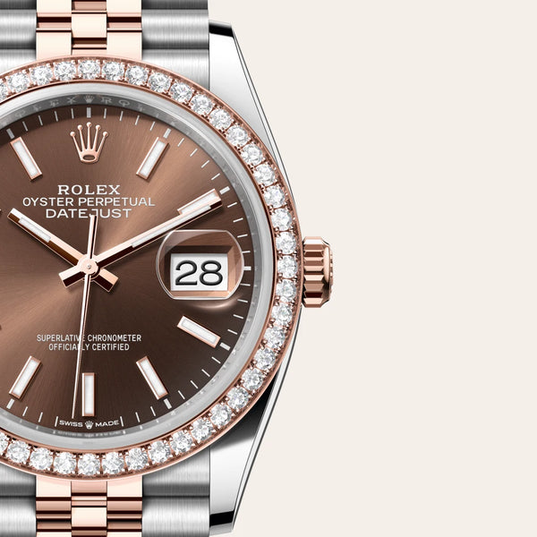 rolex datejust in everose rolesor - combination of oystersteel and everose gold, m126281rbr-0031 - Date & Time