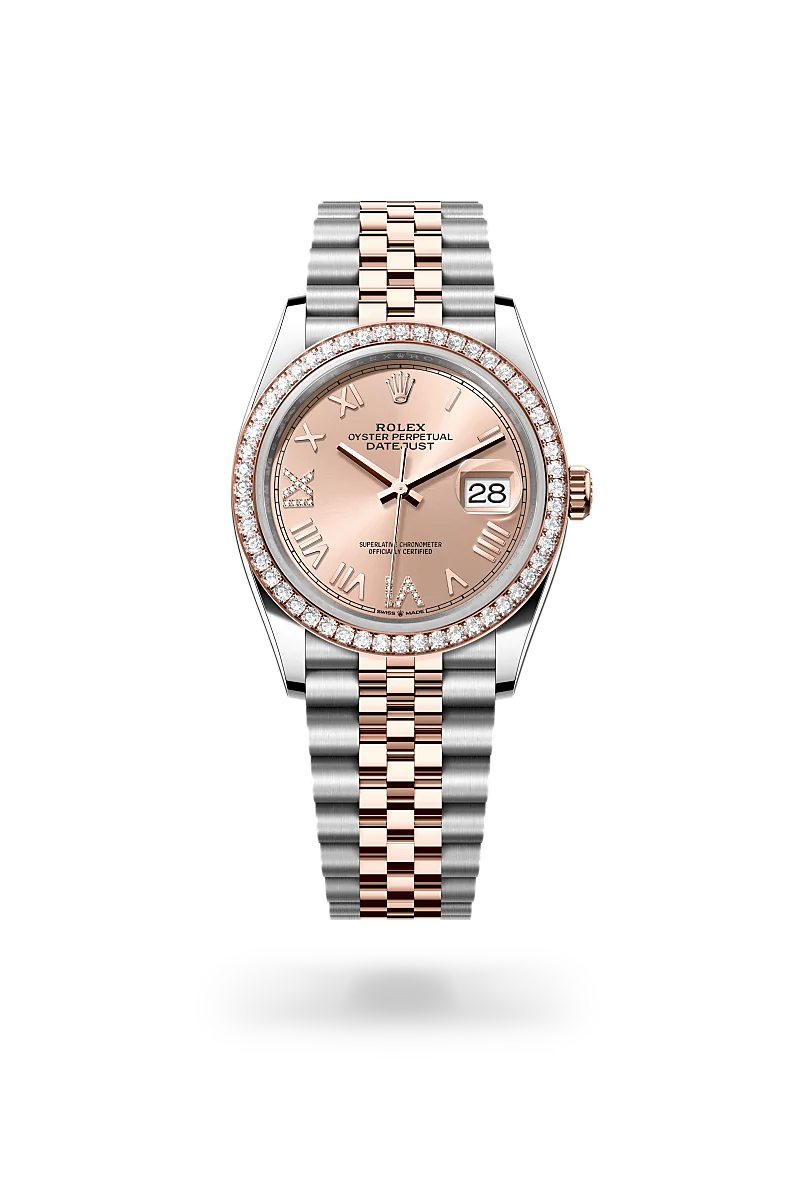 rolex datejust in everose rolesor - combination of oystersteel and everose gold, m126281rbr-0037 - Date & Time