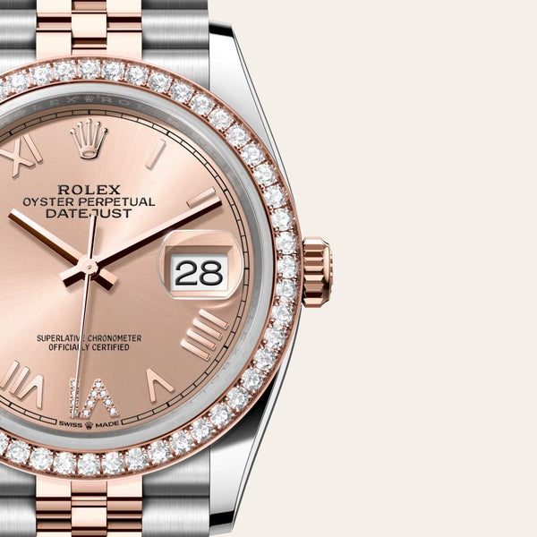 rolex datejust in everose rolesor - combination of oystersteel and everose gold, m126281rbr-0037 - Date & Time