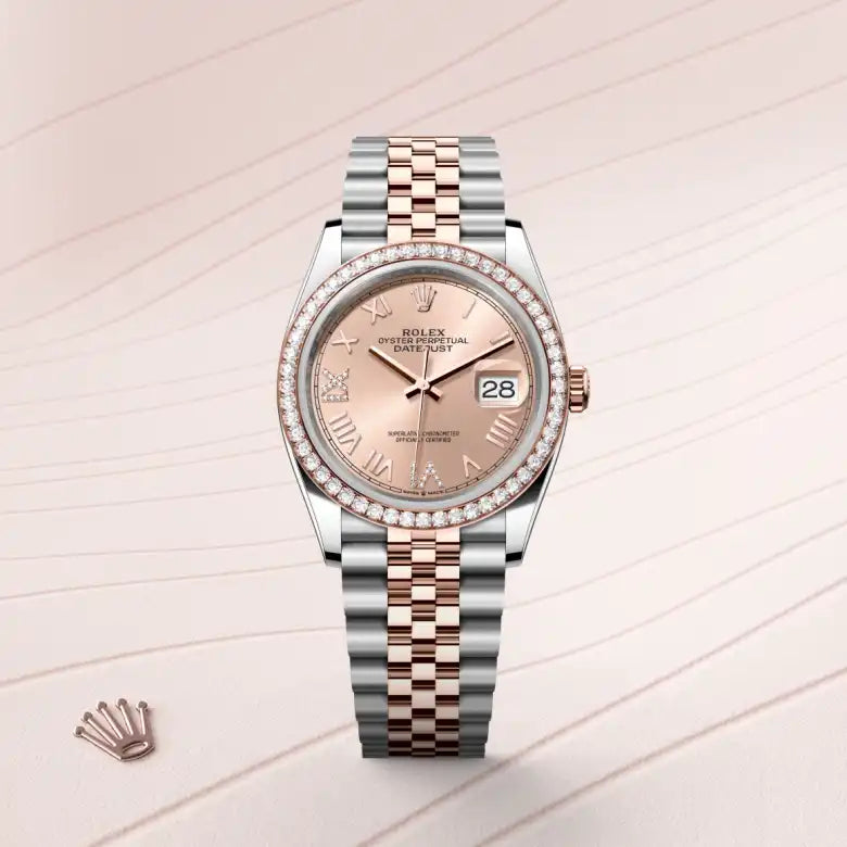 rolex datejust in everose rolesor - combination of oystersteel and everose gold, m126281rbr-0037 - Date & Time