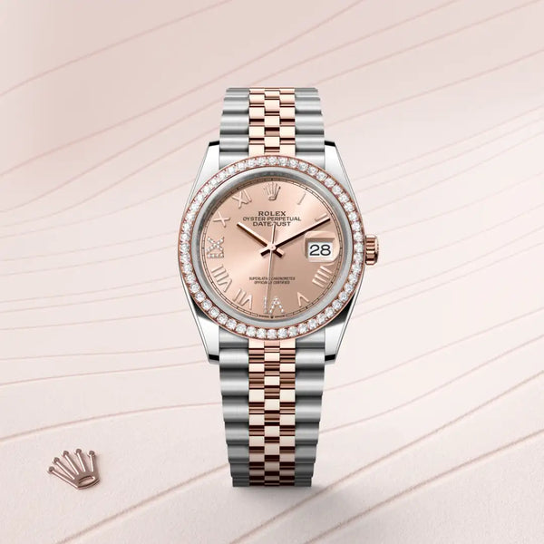 rolex datejust in everose rolesor - combination of oystersteel and everose gold, m126281rbr-0037 - Date & Time