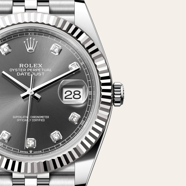 rolex datejust in white rolesor - combination of oystersteel and white gold, m126334-0006 - Date & Time