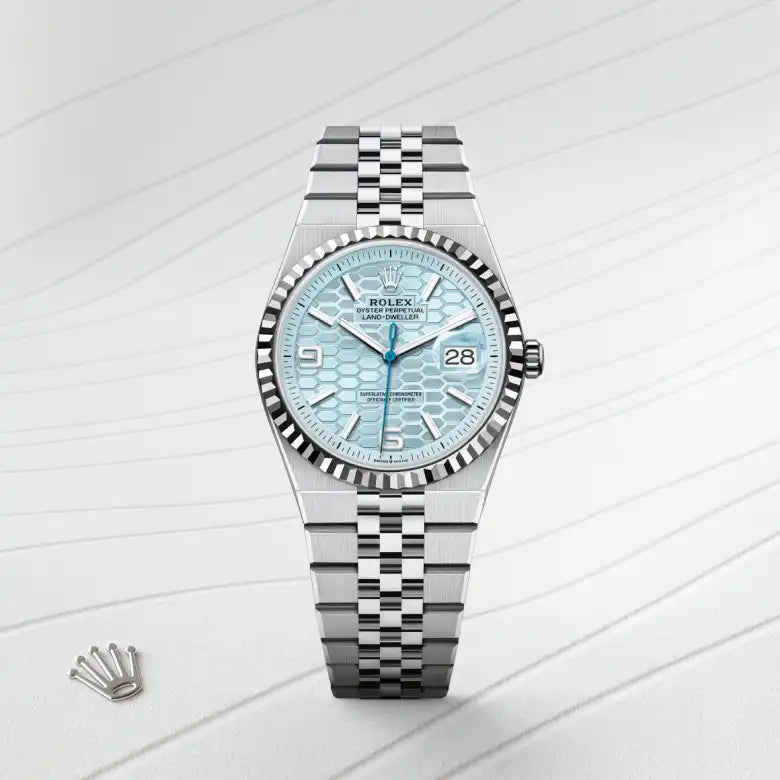 rolex land-dweller in platinum, m127236-0001 - Date & Time