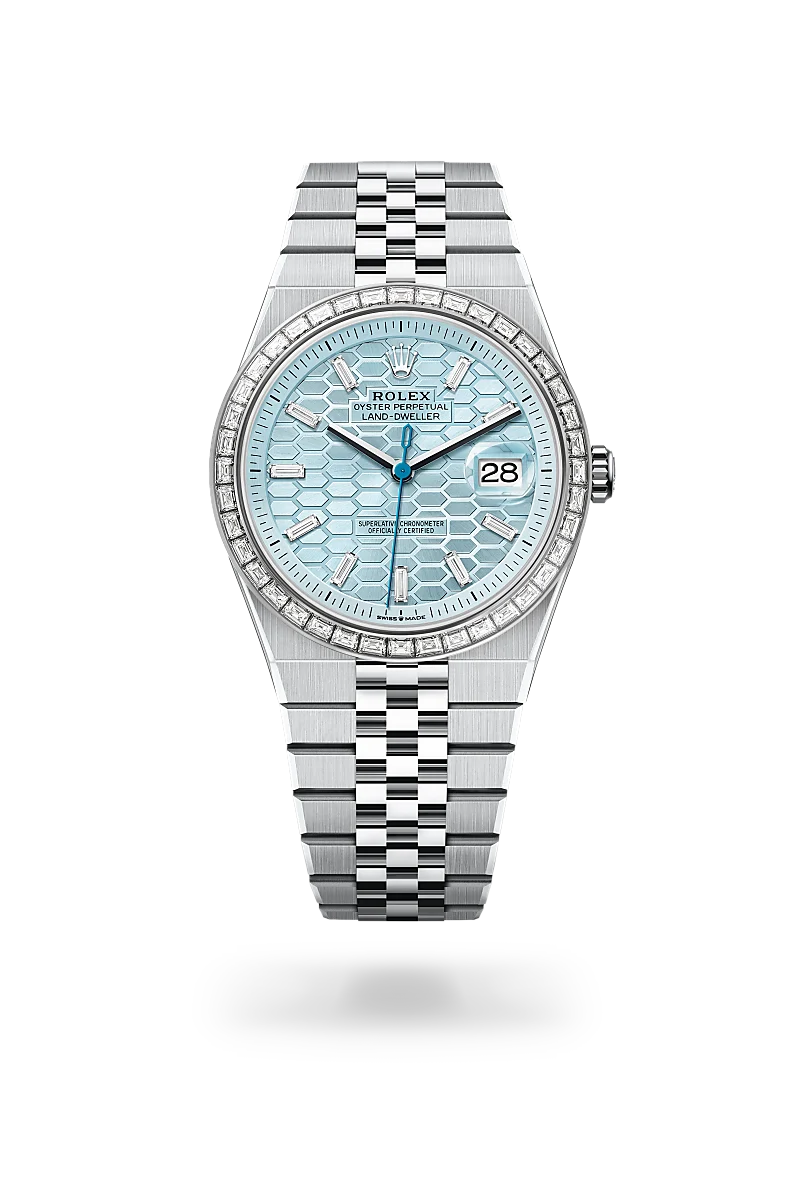 rolex land-dweller in platinum, m127386tbr-0001 - Date & Time