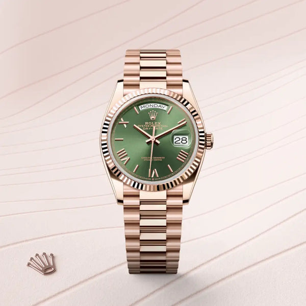 rolex day-date in 18 ct everose gold, m128235-0089 - Date & Time