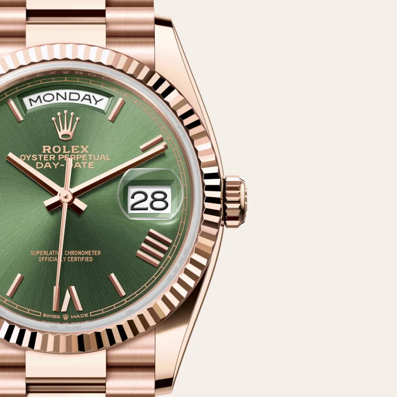 rolex day-date in 18 ct everose gold, m128235-0089 - Date & Time