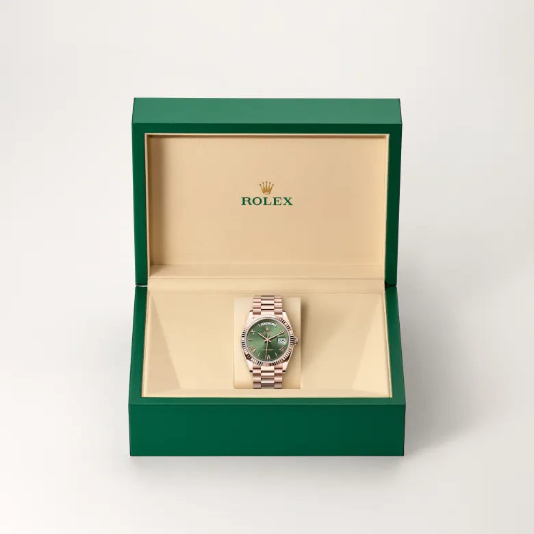 rolex day-date in 18 ct everose gold, m128235-0089 - Date & Time