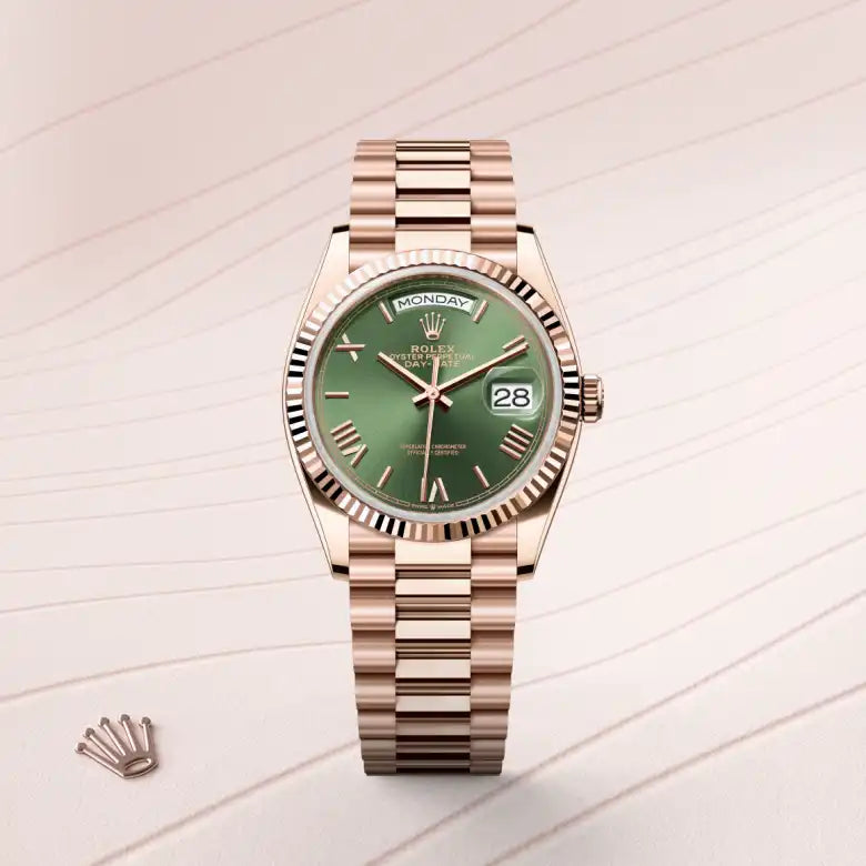 rolex day-date in 18 ct everose gold, m128235-0089 - Date & Time