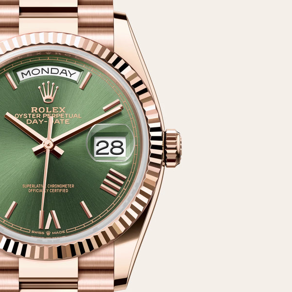 rolex day-date in 18 ct everose gold, m128235-0089 - Date & Time