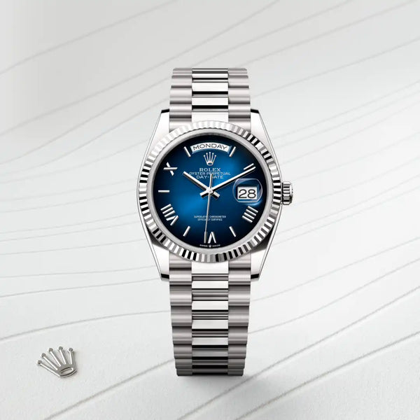 rolex day-date in 18 ct white gold, m128239-0063 - Date & Time
