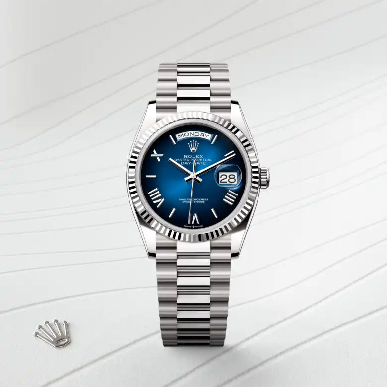 rolex day-date in 18 ct white gold, m128239-0063 - Date & Time