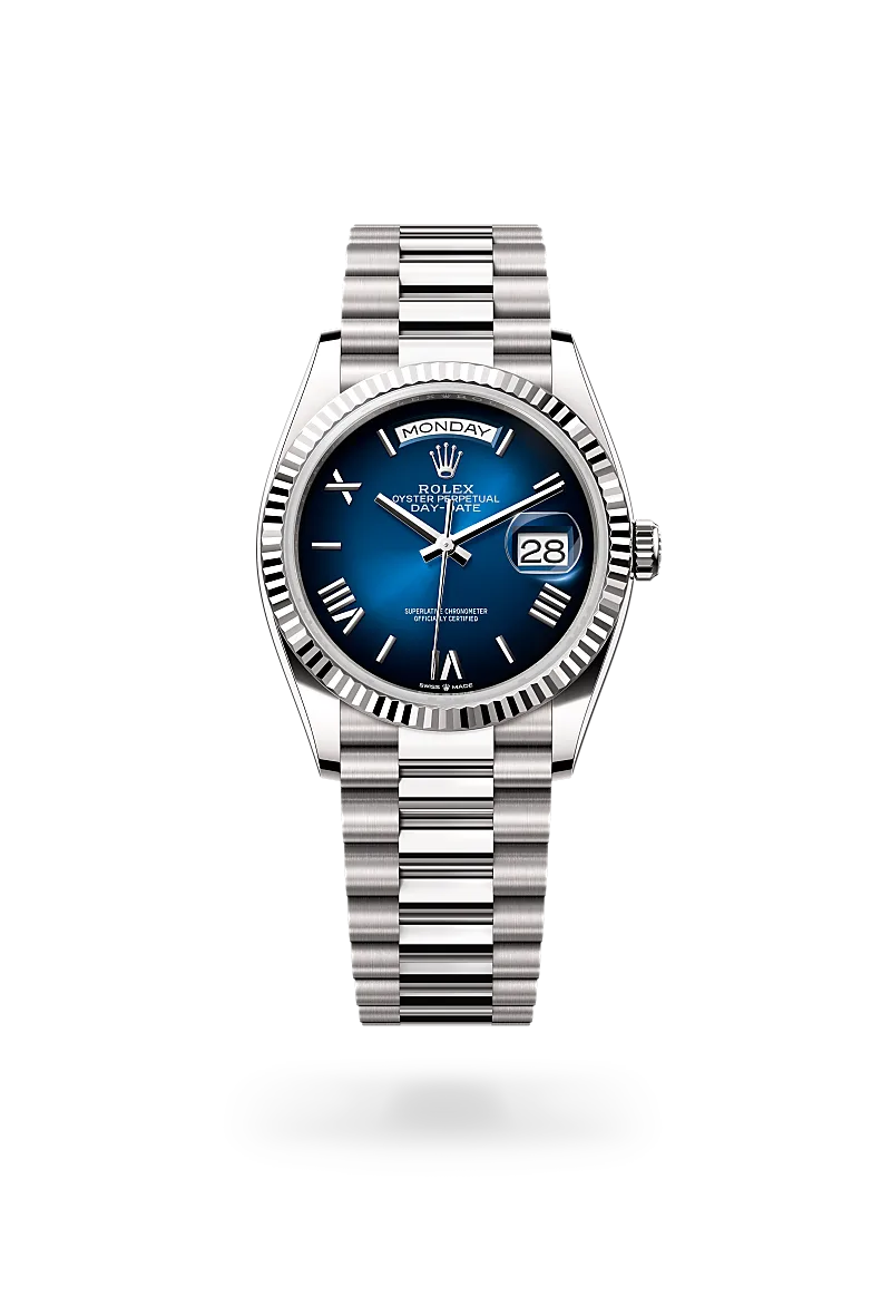 rolex day-date in 18 ct white gold, m128239-0063 - Date & Time