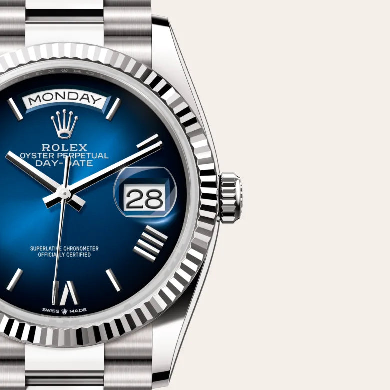 rolex day-date in 18 ct white gold, m128239-0063 - Date & Time
