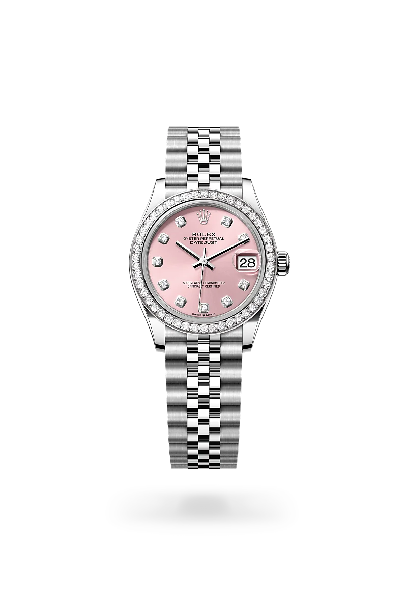 rolex datejust in white rolesor - combination of oystersteel and white gold, m278384rbr-0036 - Date & Time