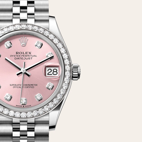 rolex datejust in white rolesor - combination of oystersteel and white gold, m278384rbr-0036 - Date & Time