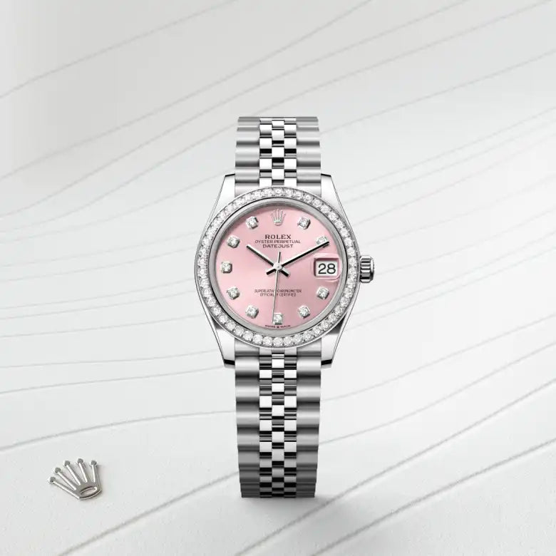 rolex datejust in white rolesor - combination of oystersteel and white gold, m278384rbr-0036 - Date & Time