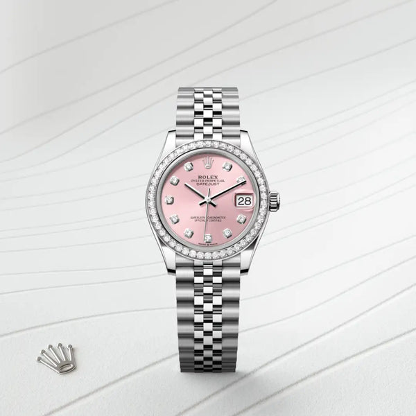rolex datejust in white rolesor - combination of oystersteel and white gold, m278384rbr-0036 - Date & Time