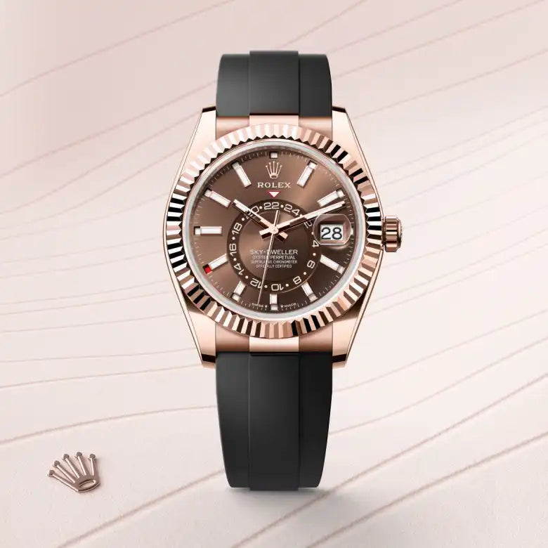 rolex sky-dweller in 18 ct everose gold, m336235-0002 - Date & Time