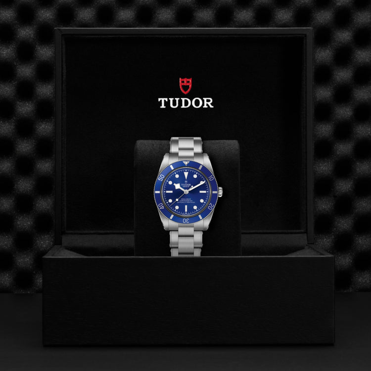 TUDOR Black Bay 54 37mm stainless steel watch with blue dial and steel bracelet