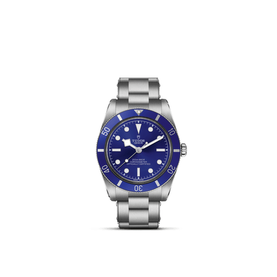 TUDOR Black Bay 54 37mm stainless steel watch with blue dial and steel bracelet